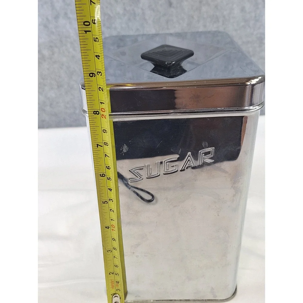 Vintage Masterware Canette Chrome Sugar Canister Mid Century Modern Kitchen Tin